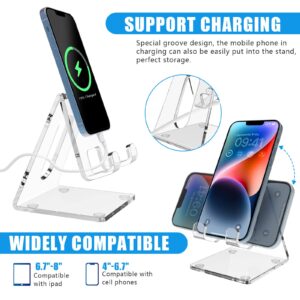 Acrylic Cell Phone Stand for Desk, Phone Holder for Office, Portable Phone Holder, Compatible with iPhone15 14 13 12 11 Pro XS Max XR 8 7 6S Plus, Samsung S20+ Note10, Tablets（1Pack）