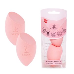 sakya beauty blending makeup sponge, natural beauty blending sponge for foundation and cleansing, medium to full coverage - 2 count