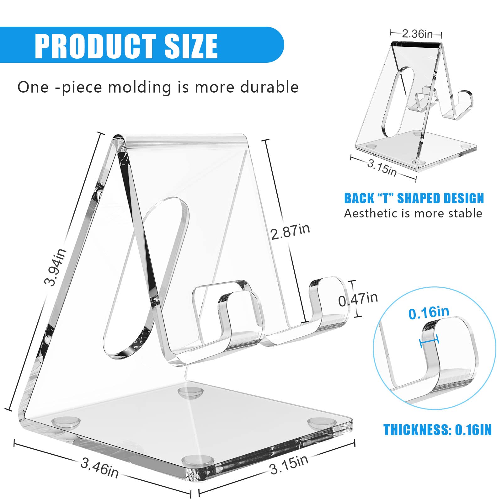 Acrylic Cell Phone Stand for Desk, Phone Holder for Office, Portable Phone Holder, Compatible with iPhone15 14 13 12 11 Pro XS Max XR 8 7 6S Plus, Samsung S20+ Note10, Tablets（1Pack）