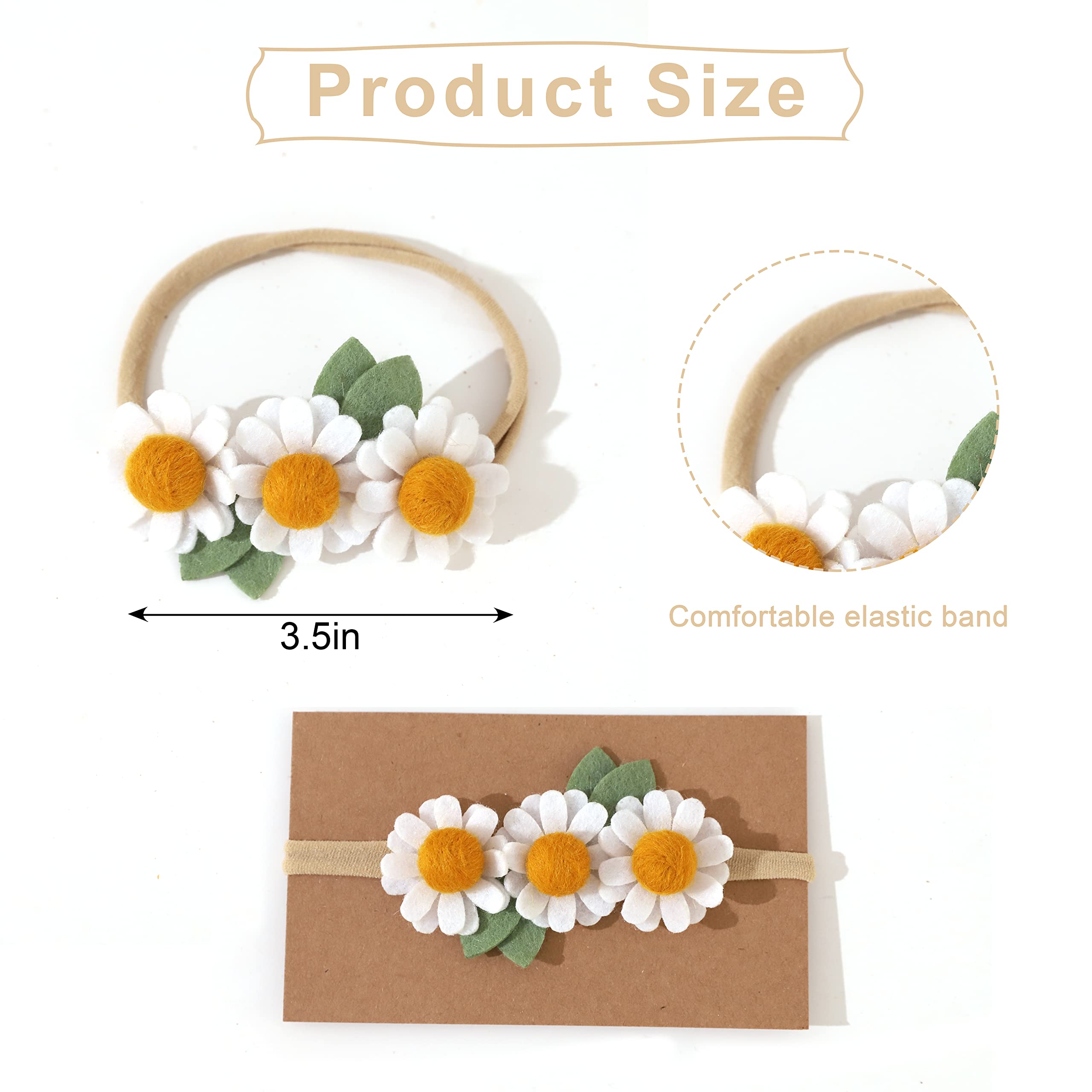 Felt Daisy Baby Headband- Two Groovy and Wild One Party Accessories, Woodland Baby Headbands, New Born Shooting Props, Half Birthday Flower Headband