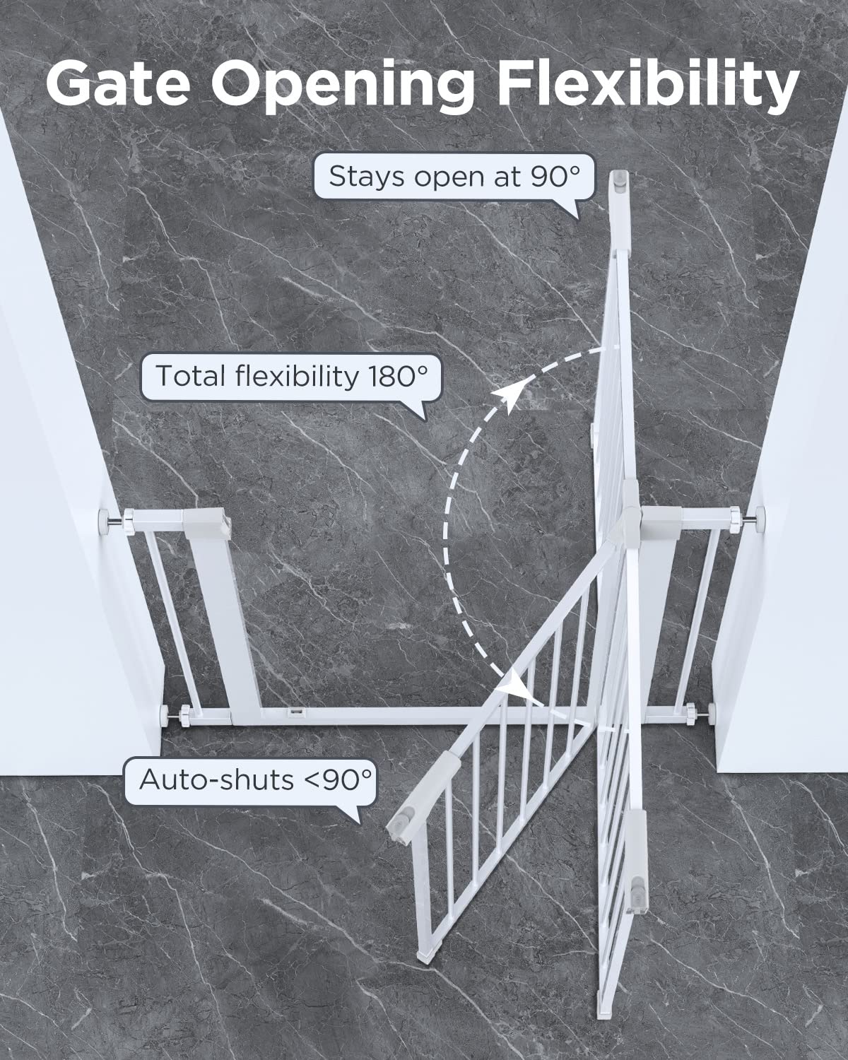 Ciays 29.5” to 37.8” Safety Baby Gate, Extra Wide Auto-Close Dog Gate for Stairs, Easy Walk Thru Indoor Pet Gate for Doorways and Rooms,30in Tall, White