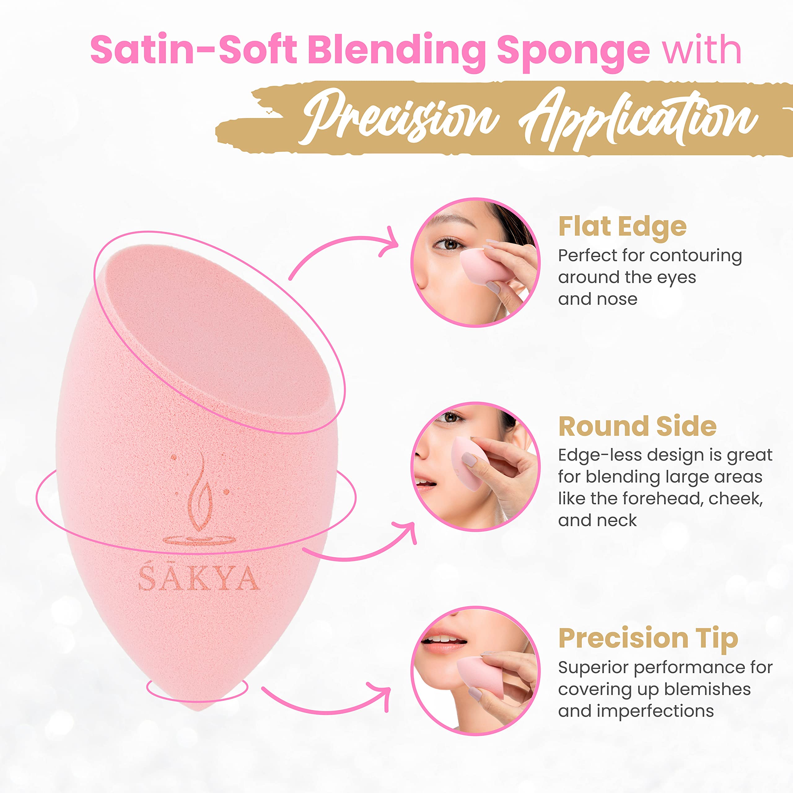 Sakya Beauty Blending Makeup Sponge, Natural Beauty Blending Sponge For Foundation and Cleansing, Medium to Full Coverage - 2 Count