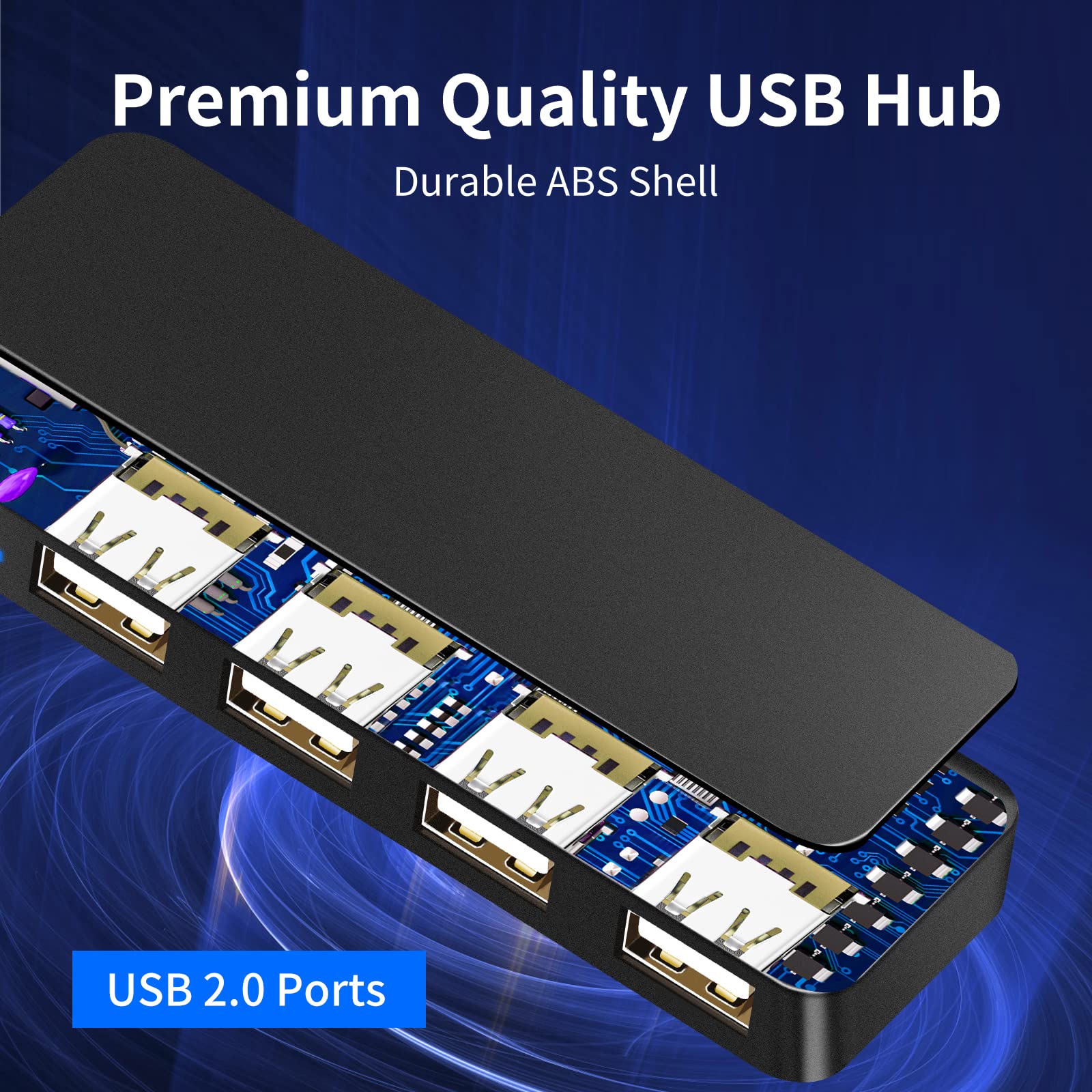 USB Hub,USB Splitter,USB 4-Port Extender Multiport USB Adapter 1 in 4 Out USB Expander for Charging/Data Sync Compatible with PC, Laptop, PS4, Mac Mini, MacBook, Surface Pro, More, USB2.0 Hub Under $5