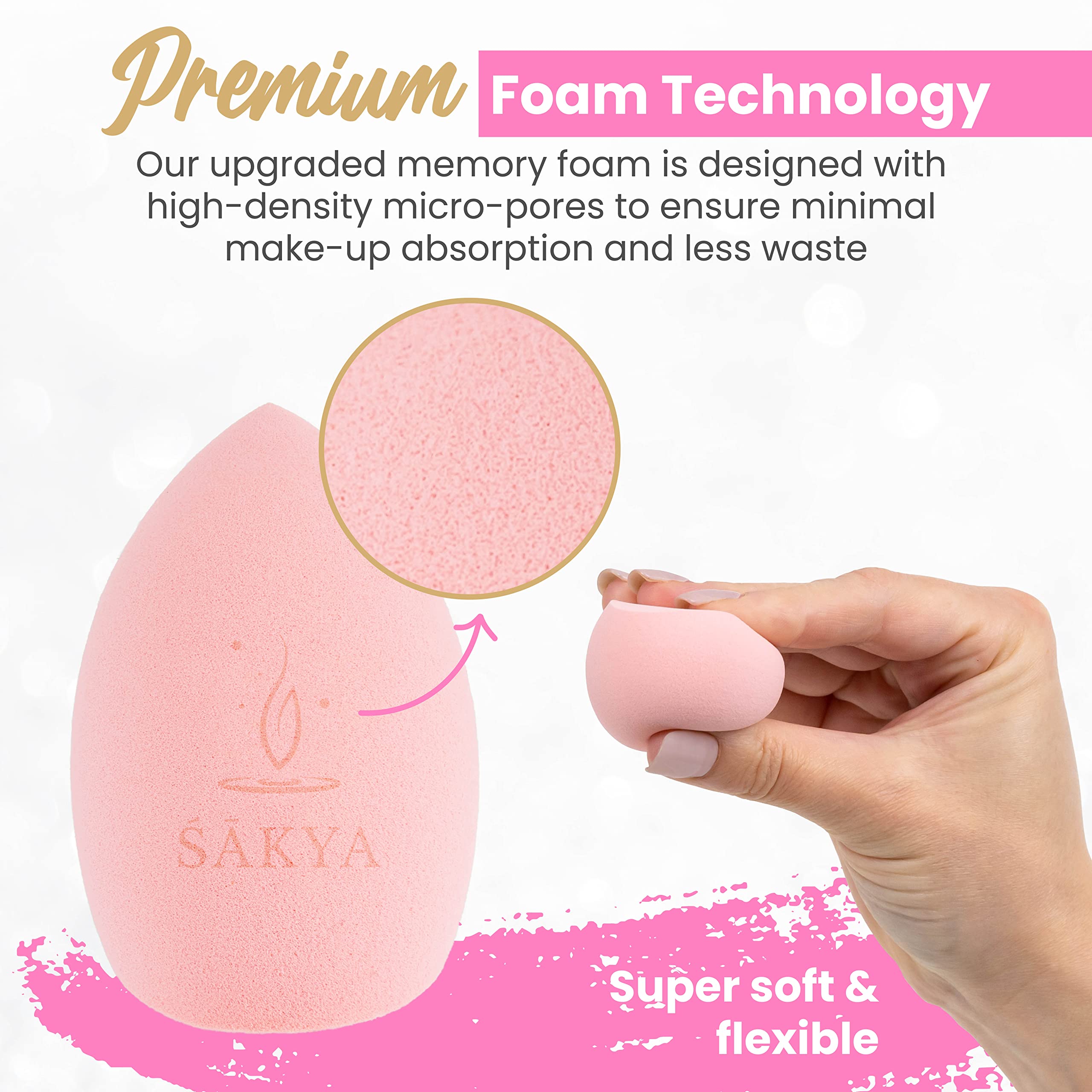 Sakya Beauty Blending Makeup Sponge, Natural Beauty Blending Sponge For Foundation and Cleansing, Medium to Full Coverage - 2 Count