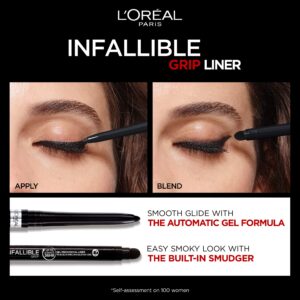 L'Oreal Paris Infallible Grip Mechanical Gel Eyeliner Pencil, Smudge-Resistant, Waterproof Eye Makeup with Up to 36HR Wear, Brown Denim, 0.01 Oz