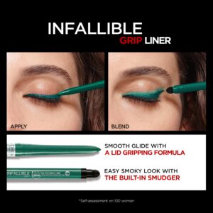 L'Oreal Paris Infallible Grip Mechanical Gel Eyeliner Pencil, Smudge-Resistant, Waterproof Eye Makeup with Up to 36HR Wear, Emerald Green, 1 Kit