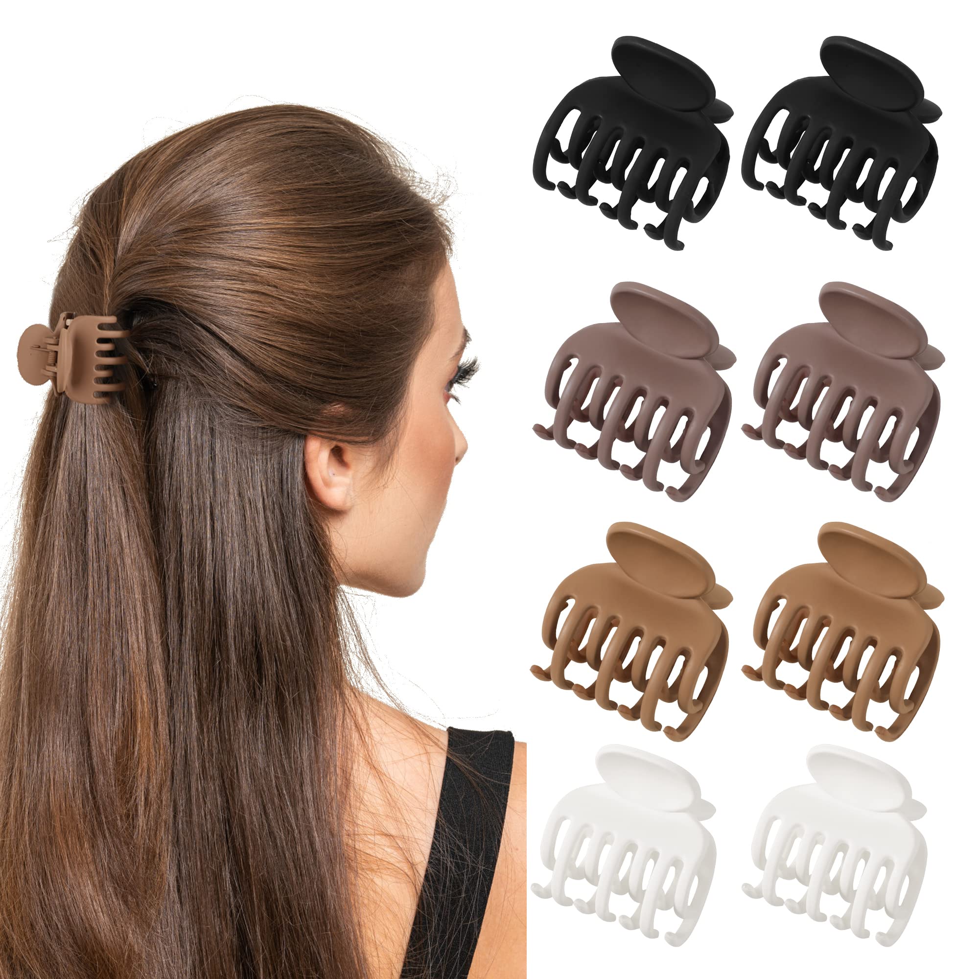 Small Claw Clips for Women Girls Double Row Teeth Medium Hair Clips Matte Claw Clips for Thin Hair No Slip Hair Clips for Short Hair Accessories