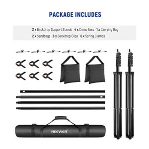 NEEWER 8.5x10ft Adjustable Backdrop Stand Kit, Photography Background Support System with 4 Crossbars, 6 Spring Clamps, 6 Backdrop Clips, 2 Sandbags, and Carrying Bag for Photo Video Party Ceremony