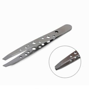 DIEWU Stainless Steel Tweezers for Eyebrows Bevel Precision Tweezers with Sharp Needle, Threading Tweezers Makeup Tools,Silver,(AMX3R035T7US)