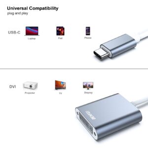 BENFEI 2 Pack USB C to DVI Adapter, Type-C to DVI Adapter [Thunderbolt 3/4 Compatible] with iPhone 15 Pro/Max, MacBook Pro/Air 2023, iPad Pro, iMac, S23, XPS 17, Surface Book 3 and More - Grey