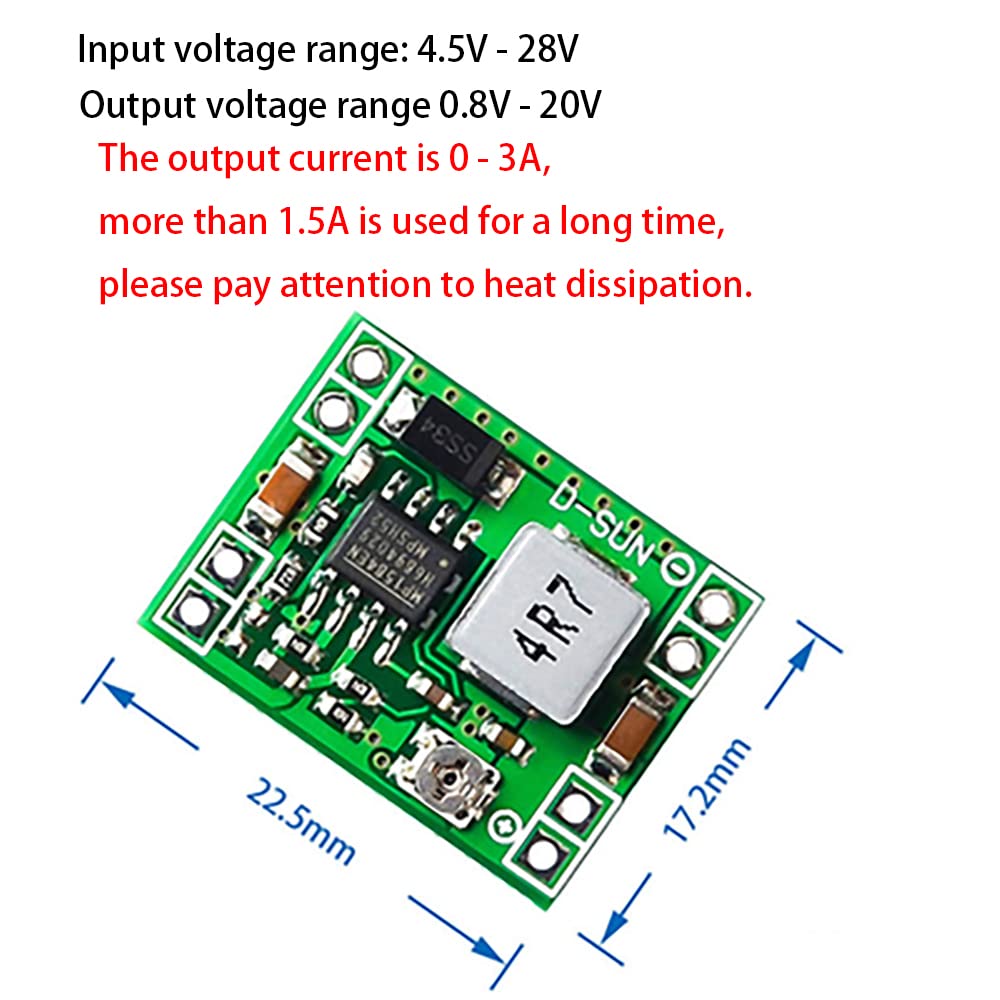 Mini MP1584EN DC-DC Buck Converter Adjustable Power Supply Module 24V to 12V 9V 5V 3.3V (5 Pack)