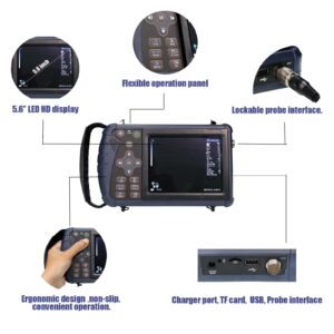 DAWEI S1 Veterinary Ultrasound Machine for Pregnancy Portable Vet Handheld Scanner B-Ultra Sound with 3.5Mhz Convex Probe for Cattle,Pig,Goat,Horse