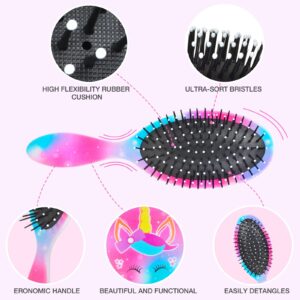 Girls Wet Dry Detangling Brush for Curly, Thick Hair - Pain-Free Bristles for Women & Kids (Starry Unicorn)