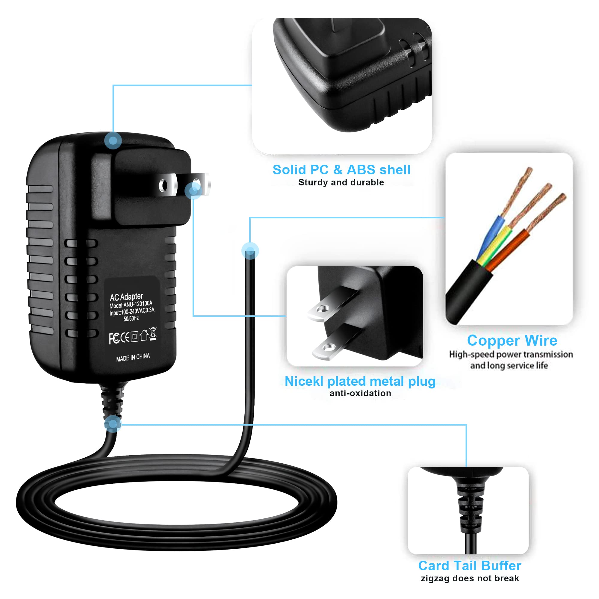 XFXMTJJ Replacement Charger 6V 2A AC/DC Adapter Compatible with ProForm Elliptical: 390E, 590E, 380F & 785F Power Cord