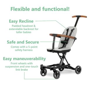 Evolur Cruise Rider Stroller, Lightweight Stroller with Compact Fold, Easy to Carry Travel Stroller, Koala Gray