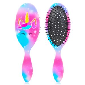 girls wet dry detangling brush for curly, thick hair - pain-free bristles for women & kids (starry unicorn)