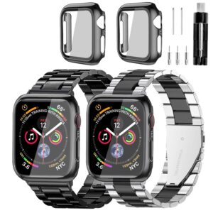 reasden compatible with apple watch band and case iwatch ultra 10 9 8 7 6 5 4 3 2 1 se 49mm 45mm 46mm 44mm 42mm 41mm 40mm 38mm series,men women classic executive classy stainless steel metal business black silver gold pink