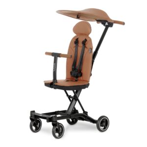 evolur cruise rider stroller with canopy, lightweight umbrella stroller with compact fold, easy to carry travel stroller - cognac