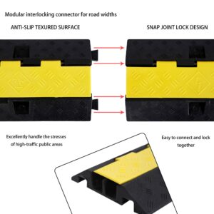 YONSHENG Rubber Cable Ramp Cord Cover Cable Protector Ramps Wire Hose Protective 22000Lbs Load Capacity Traffic 2 Channel Speed Bump for Asphalt Concrete Gravel Driveway Indoor Outdoor, 3 Packs