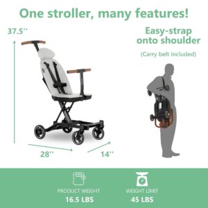 Evolur Cruise Rider Stroller, Lightweight Stroller with Compact Fold, Easy to Carry Travel Stroller, Koala Gray