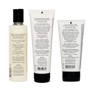 SEEN Shampoo, Deeper Conditioner & Curly Creme, Fragrance Free - Non-Comedogenic & Sulfate-Free- Dermatologist-Developed - Safe for Sensitive, Eczema Prone Skin