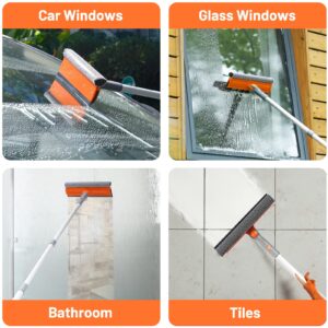 eazer 46'' Professional Window Cleaner Tool, 2-in-1 Rotatable Squeegee for Window Cleaning Kit, Window Washing Equipment Kit with Threaded Extension Pole(20''-46'') for Shower/Windshield.