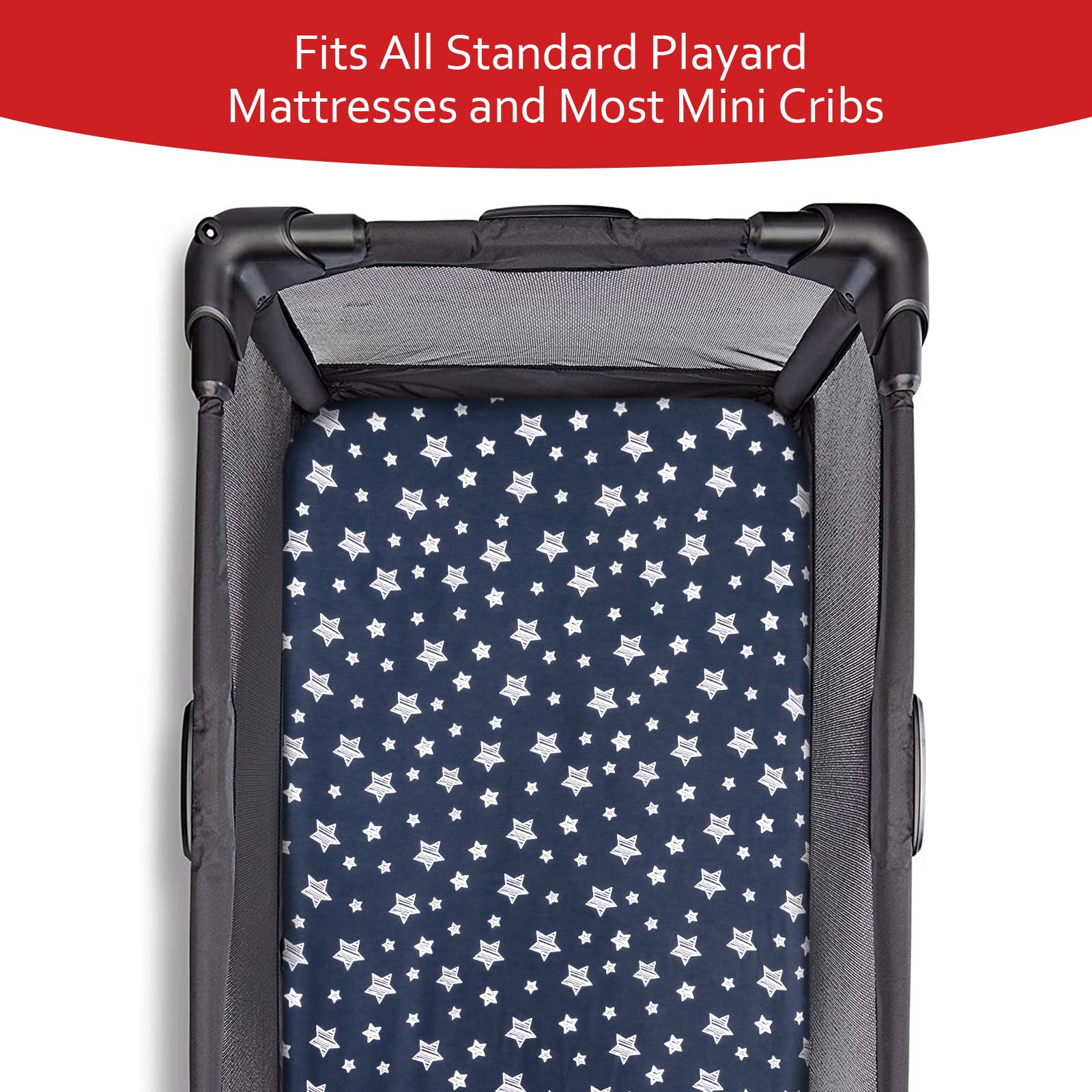 Pack and Play Sheets Boys, 4 Pack Mini Crib Sheets, Stretchy Pack and Play Playard Fitted Sheet, Compatible with Graco Pack n Play, Soft and Breathable Material, Navy