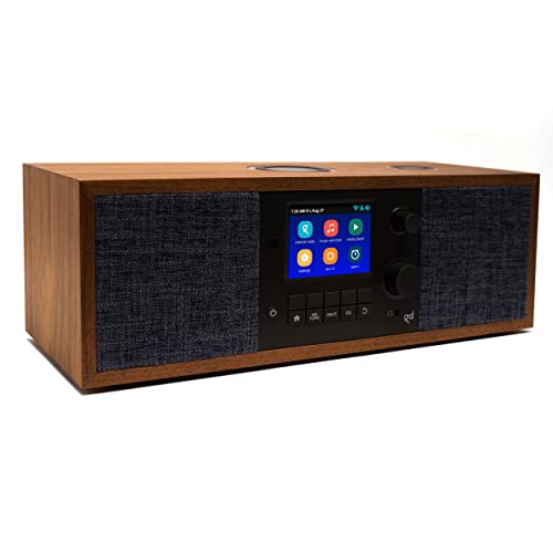 Grace Digital Mondo Elite Duo Smart Internet Radio, Bluetooth, Wi-Fi, 7-Day Alarm – Microphone Free (Walnut)