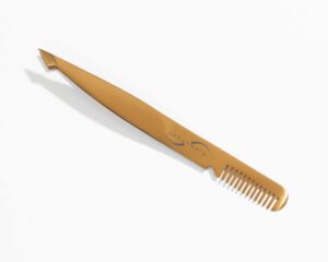 joey healy pro sculpting tweezer, pro-performance brow tool, steel slanted and pointed tips for precise brow shaping, protective travel case