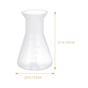 Laboratory Flask, Plastic Erlenmeyer Flask, Clear Scale Plastic Conical Flask 50ml Narrow Neck Without Cap for Lab Home (6pcs)