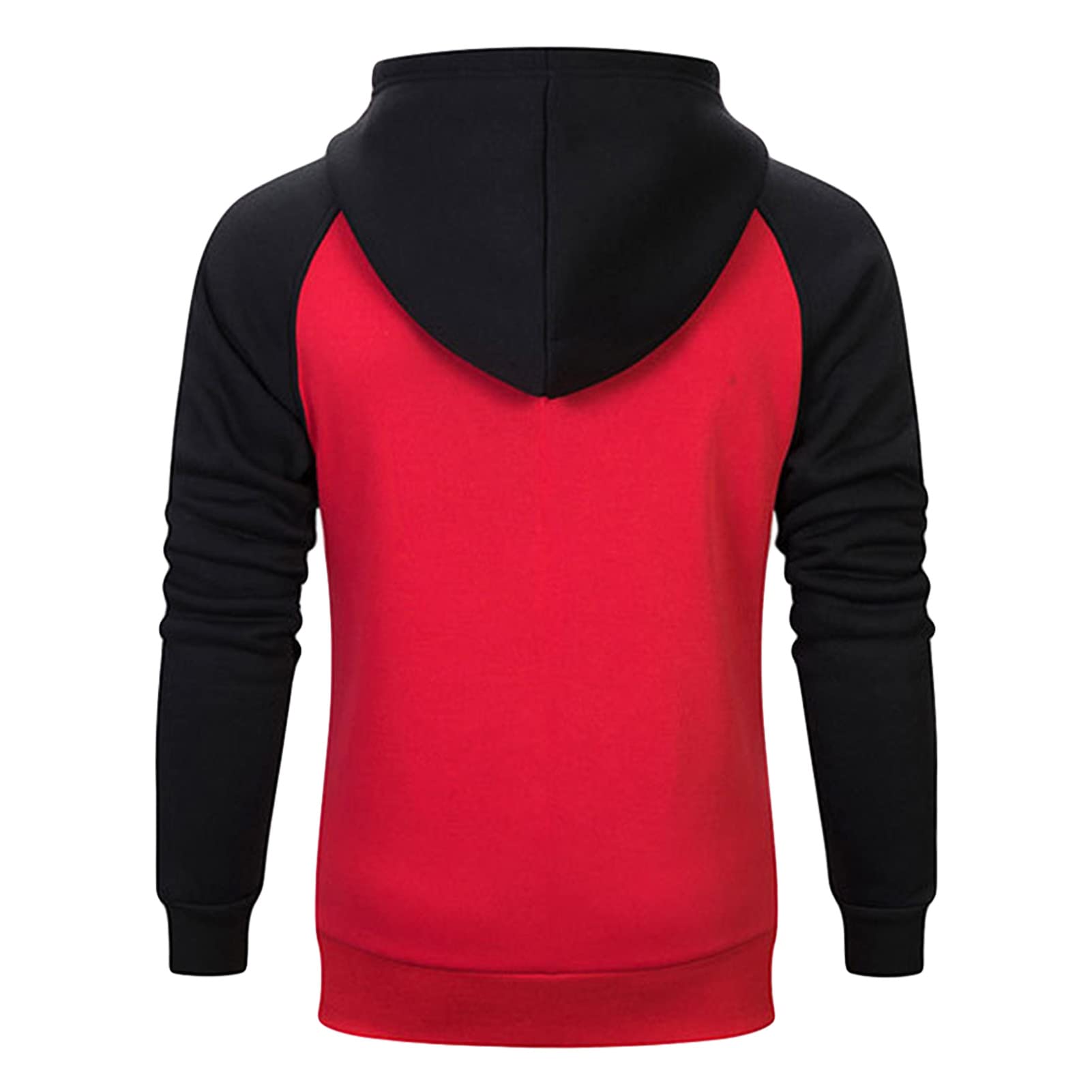 Maiyifu-GJ Men's Fleece Color Block Pullover Hoodies Slim Fit Drawstring Hooded Sweatshirt Casual Long Sleeve Gym Hoodie (Red,Small)