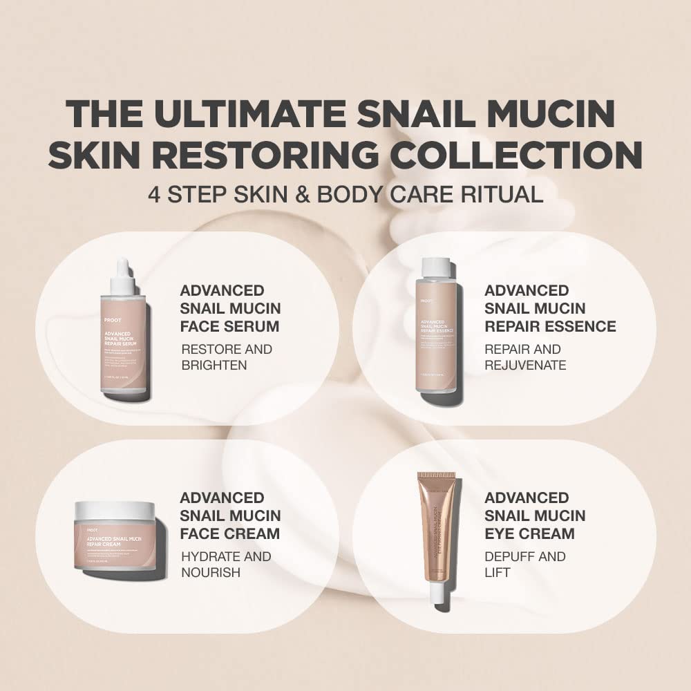 Snail Mucin Essence Serum | Advanced Snail Mucin Essence Serum | Snail Mucin Essence with High Concentrate of Snail Secretion Filtrate | Snail Serum with Natural Age-Defying Complex | Korean Essence Night Serum with 96% Snail Mucin Extracts | Korean Essen