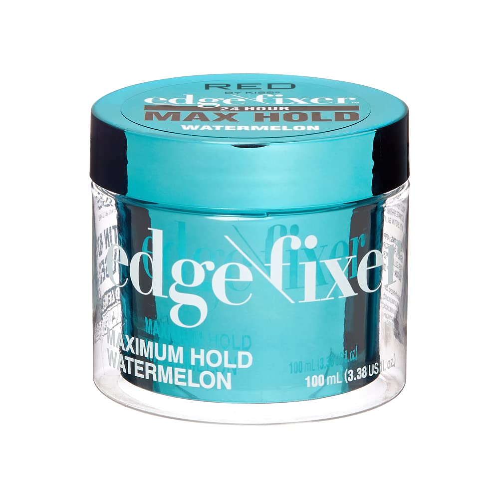 Red by Kiss Edge Fixer Hair Shine Gel, 24 Hour Max Hold, Non-Flaking, Biotin B7 Infused, Natural Styling, Professional Edge Control Wax, Perfect for Braiding (Watermelon)