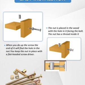 Crib Screws Hardware Replacement Kit - 16 Set Baby Bed Frame Bolts &Barrel Nuts Set, M6x40mm/ 50mm/ 60mm/ 70mm/ 80mm Hex Drive Socket Cap Screws Barrel Nuts