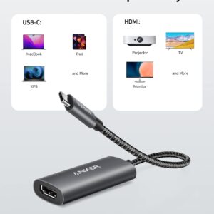 Anker USB-C to HDMI Adapter - 8K@60Hz or 4K@144Hz, for MacBook, iPad Pro, Pixelbook, XPS, and More