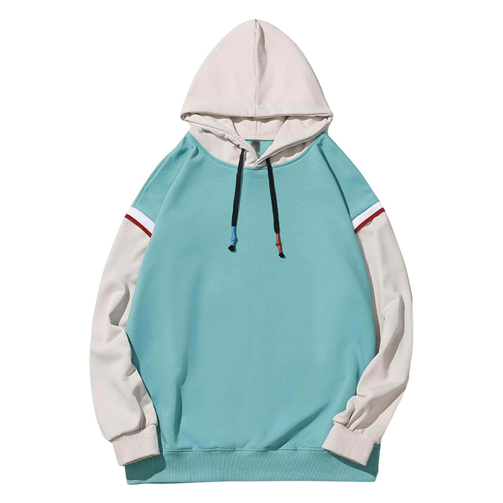 Maiyifu-GJ Men's Color Block Casual Hoodie Pullover Hip Hop Patchwork Hooded Sweatshirt Casual Long Sleeve Hoodies Outwear (Green,Small)