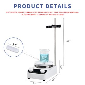 LACHOI Magnetic Stirrer Hot Plate Mixer 280℃ Hot Plate Magnetic Stir Plate 300-1500RPM 5000ml Stirring Capacity Magnetic Hotplate Stirrer with Stirring Bar Lab Stirrer(Heating)