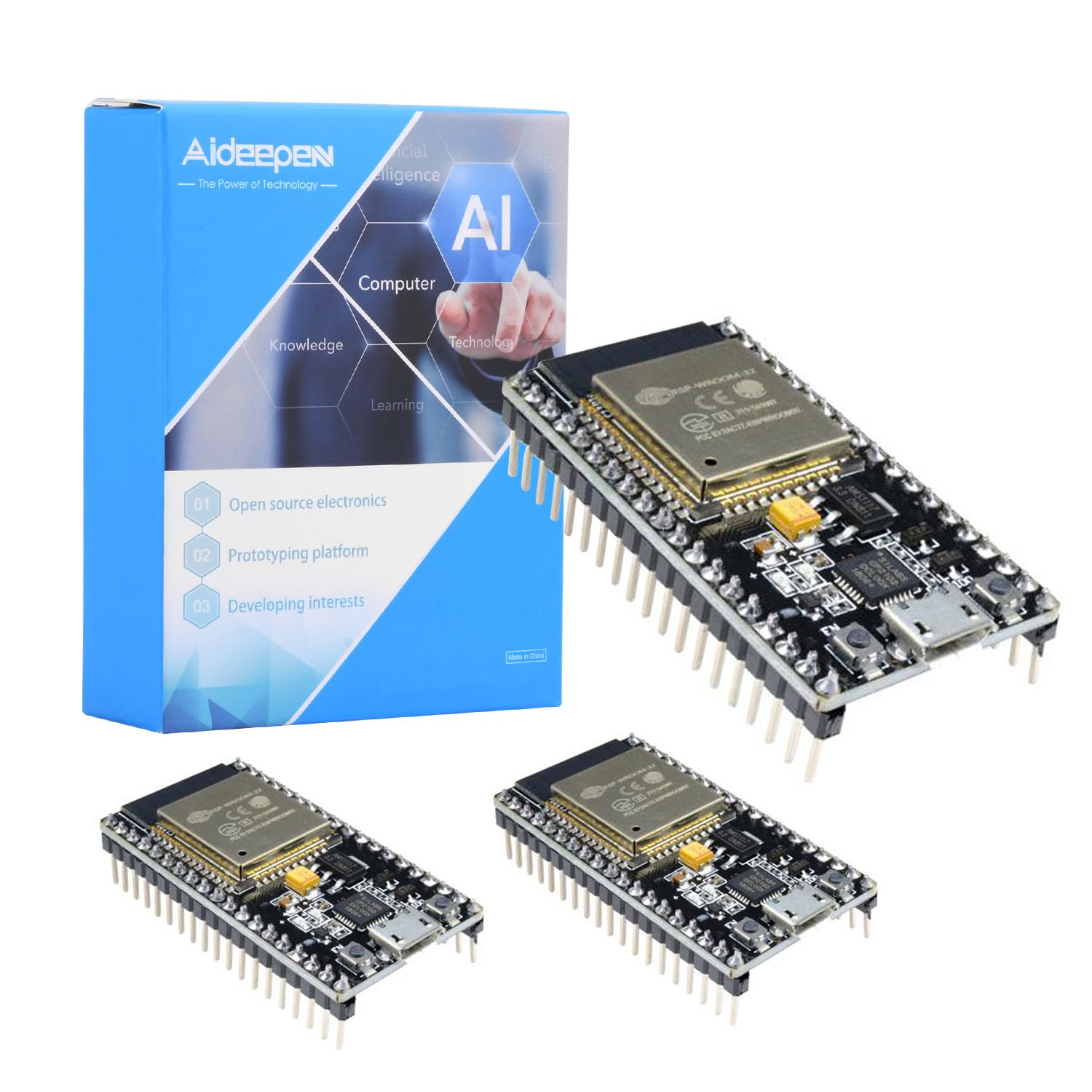 3 Pcs ESP32 ESP32S Board ESP-WROOM-32 Development Board, Aideepen ESP32S ESP-WROOM-32 Board 2.4GHz Dual-Core Compatible with Arduin, Nodemcu, and MicroPytho