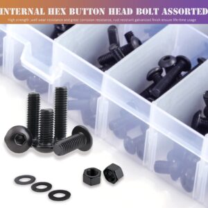 ZTF 840PCS Hex Button Head Cap Bolts Screws Nuts Washers Assortment Kit, M2 M3 M4 M5 Bolts Screws with Storage Box, 10.9 Grade Alloy Steel Machine Thread, ISO 7380 Allen Socket Drive