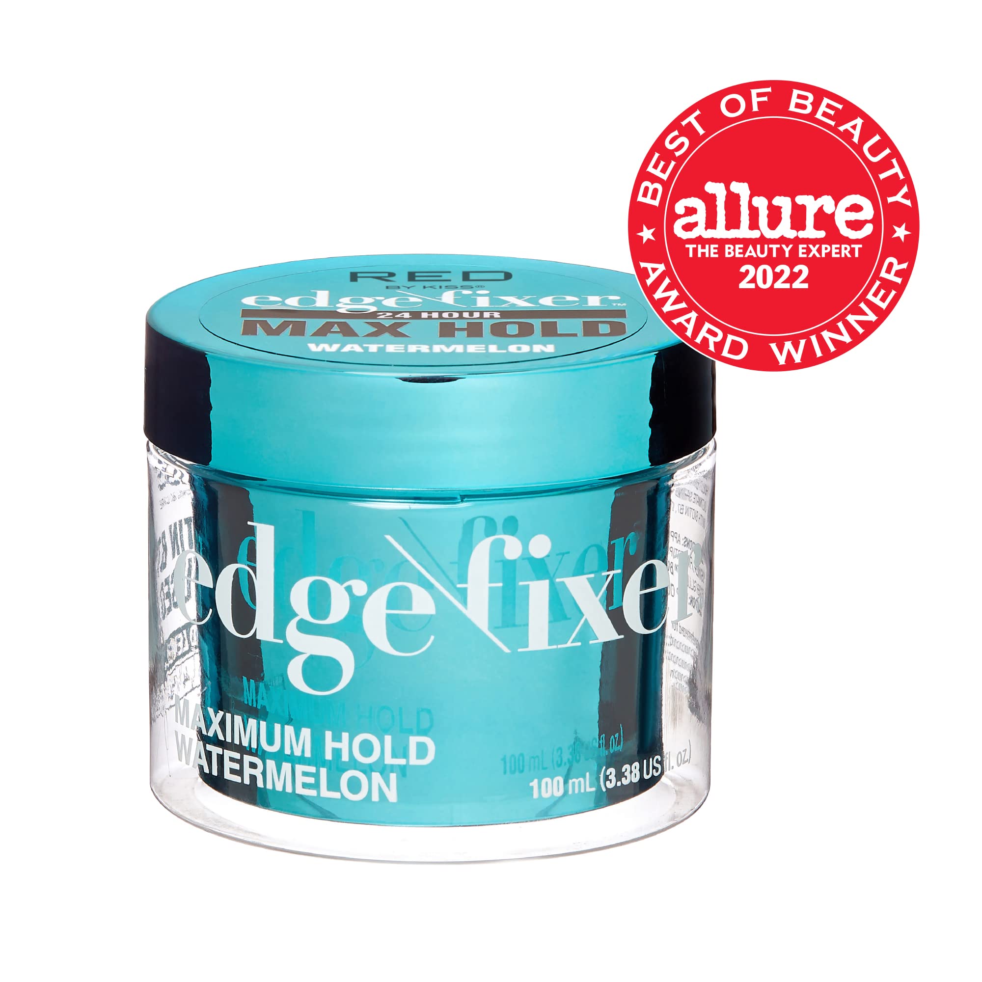 Red by Kiss Edge Fixer Hair Shine Gel, 24 Hour Max Hold, Non-Flaking, Biotin B7 Infused, Natural Styling, Professional Edge Control Wax, Perfect for Braiding (Watermelon)