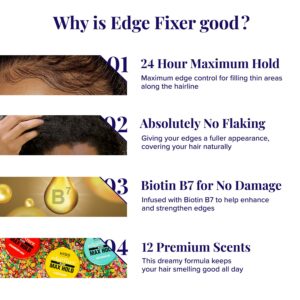 Red by Kiss Edge Fixer 24 Hour Maximum Hold Edge Wax No Flaking Biotin B7 Infused Hair Gel 1.01 fl.oz