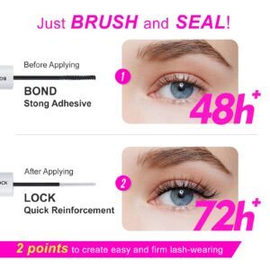 CAELYMINE Lash Bond and Seal 10ml Cluster Lash Glue for Individual Lashes Super Strong Hold 48-72 Hours Waterproof, Lash Bond and Lock for Sensitive Eyes