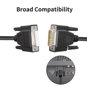 RIIEYOCA DB15 Male to Female Serial Cable, Male to Female 15 Pin Gold Plated Connecter Straight Through Cord, for Data Communication 1M（Black）