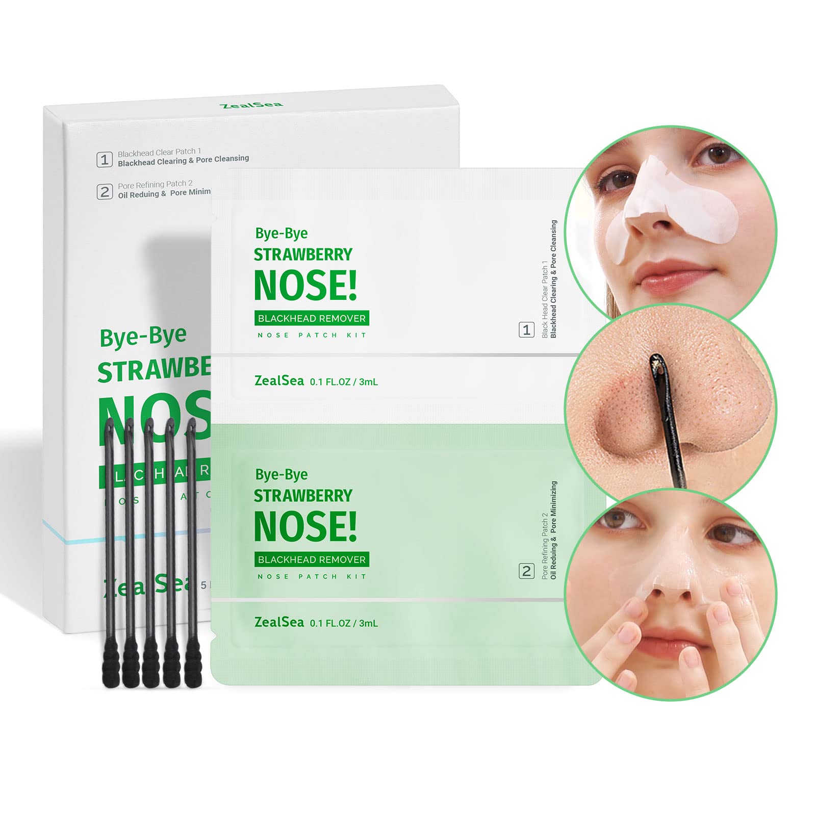 ZealSea New Blackhead Strips kit, Nose for Remover,Deep Cleaning Pore by Gently dissolve and export blackheads reject physical Tearing pore enlargement