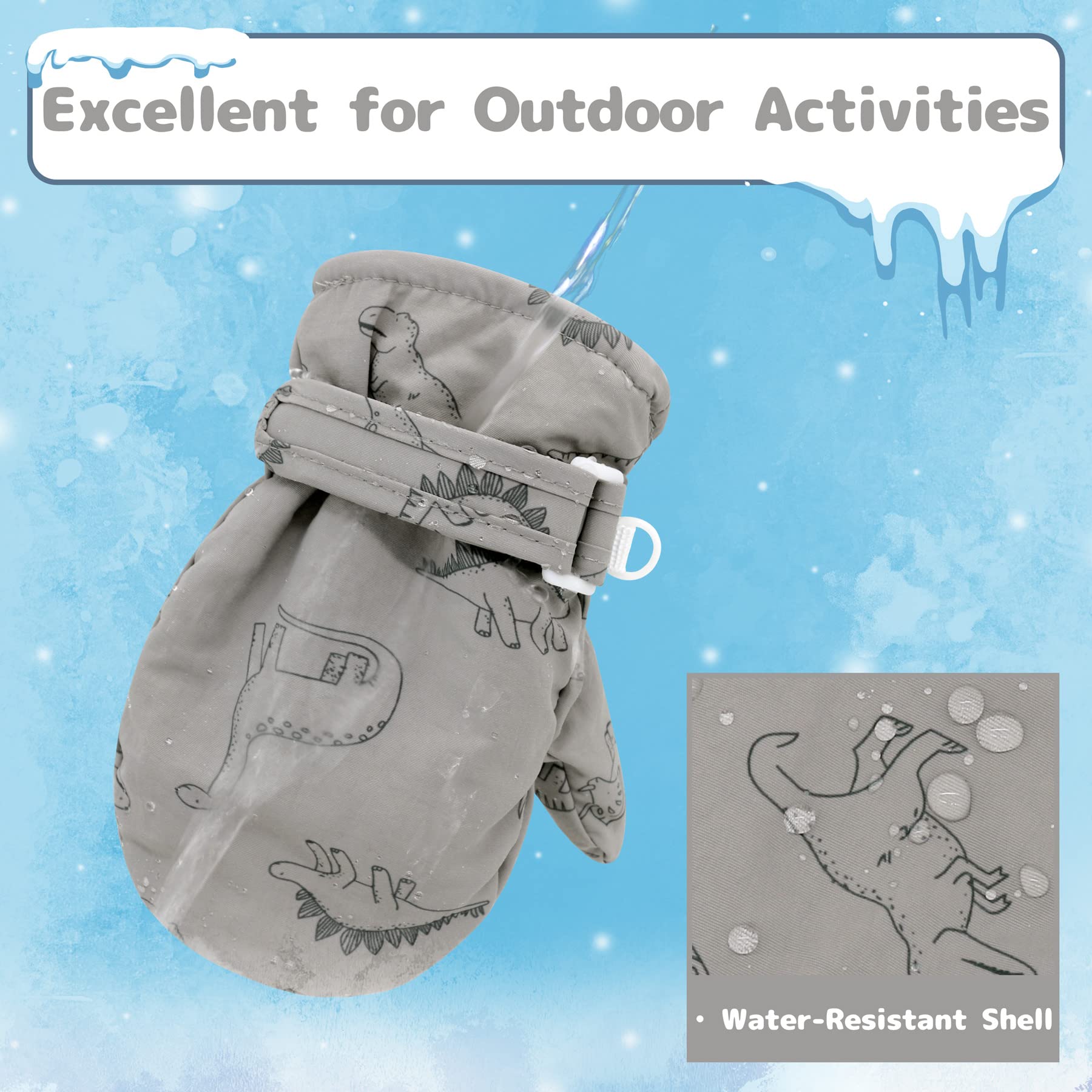 Olreco Toddler Gloves Waterproof Toddler Winter Gloves Toddler Snow Gloves for Kids Toddler Waterproof Gloves Toddler Mittens