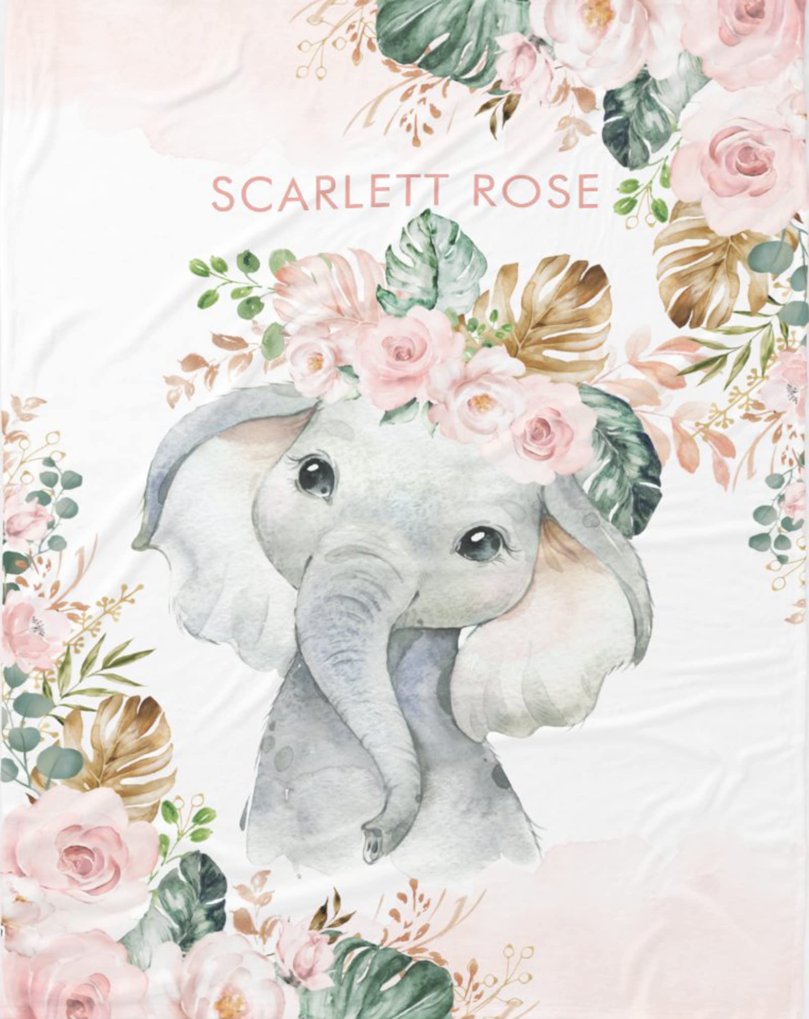 Seamaid Personalized Baby Blankets Personalized Baby Blanket for Girls Elephant Baby Blanket Baby Elephant Decor Custom Baby Blanket for Boys Newborn with Name 30x40IN