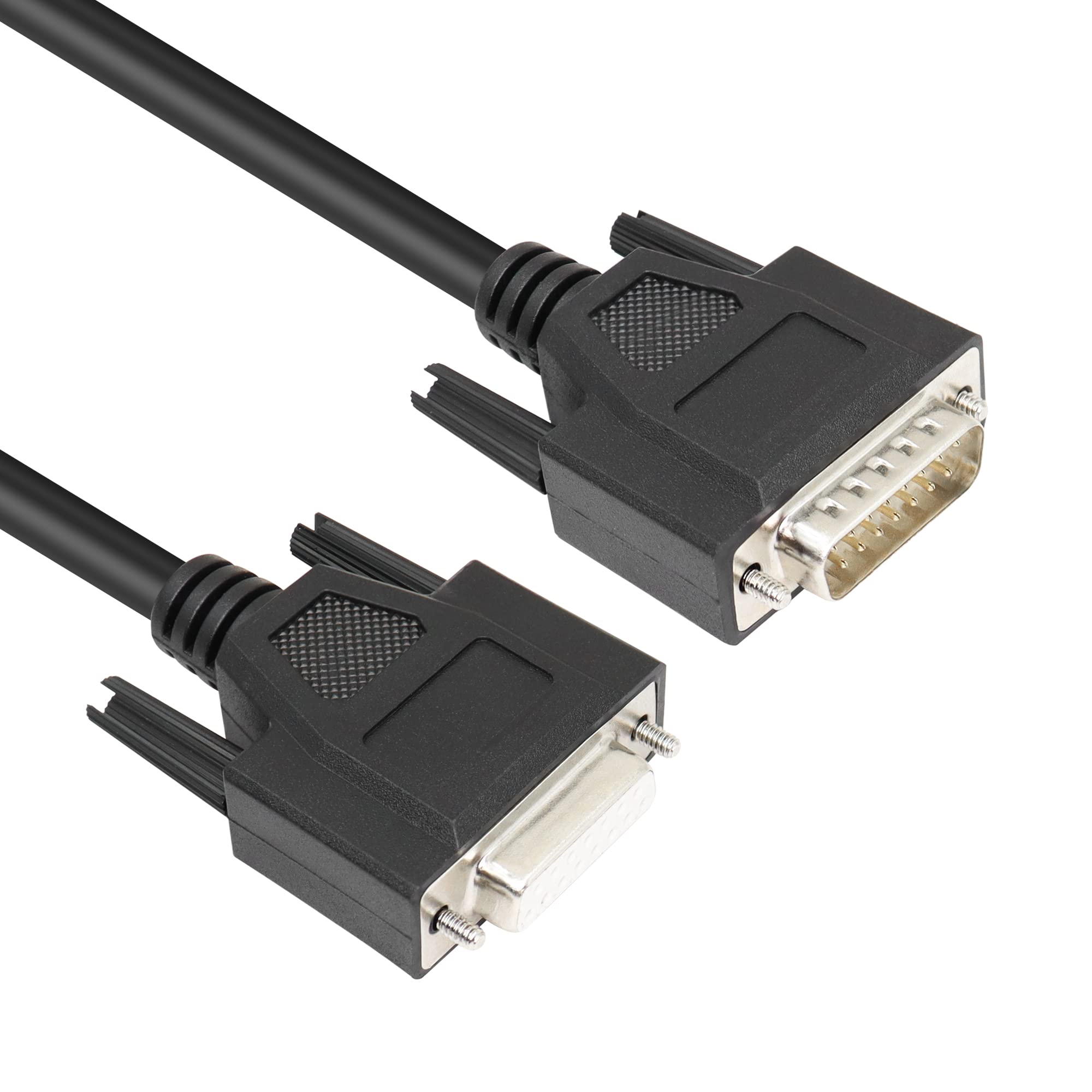 RIIEYOCA DB15 Male to Female Serial Cable, Male to Female 15 Pin Gold Plated Connecter Straight Through Cord, for Data Communication 1M（Black）