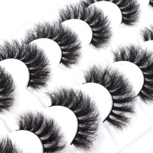 Wleec Beauty Fluffy Mink Lashes 16mm, 3D Fake Eyelashes Thick, Dramatic Eye Lashes Pack (7 Pairs, Black, FM36)