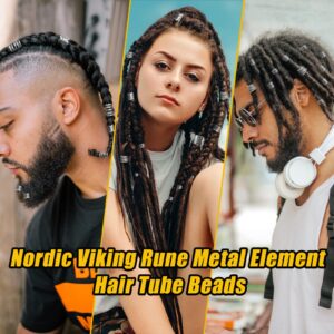 Viking Hair Beads Set (76PCS): Metal Silver Clips, Cuffs, Coils and Rings for Men's Dreadlocks, Braids, Beard Decoration