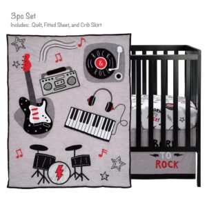 Lambs & Ivy Rock Star Musical Instruments 3-Piece Baby Crib Bedding Set - Gray